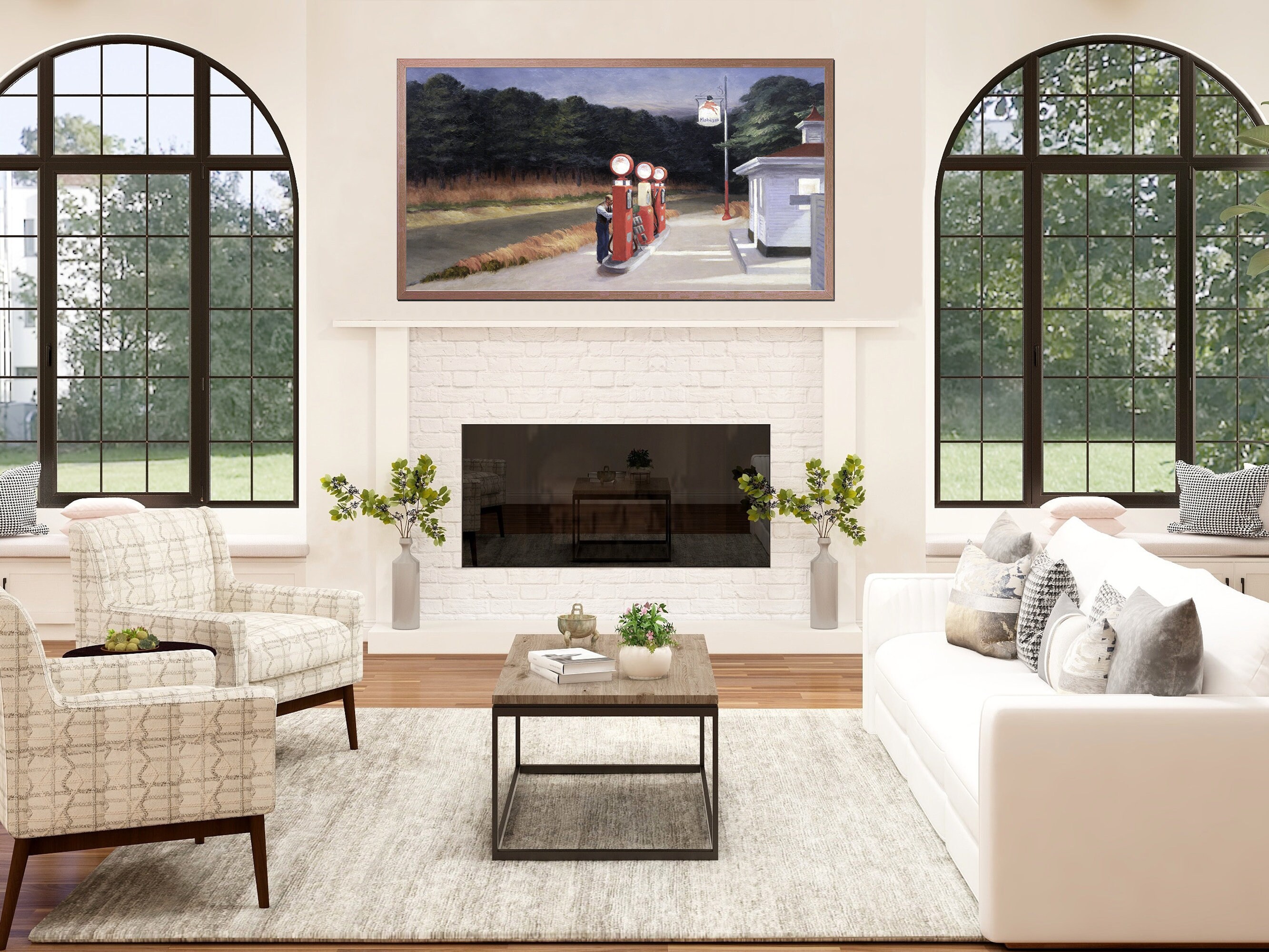 Edward Hopper Painting for Samsung Frame TV: Vintage Gas Station