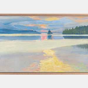 Vintage Sunset Lake Painting for Samsung Frame TV (Digital Download)