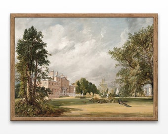 Vintage Estate Landscape Print: Countryside Cabin Decor (Digital Download)
