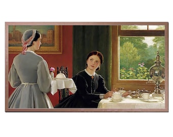 Samsung Frame TV Art: Victorian Afternoon Tea Painting (Digital Download)