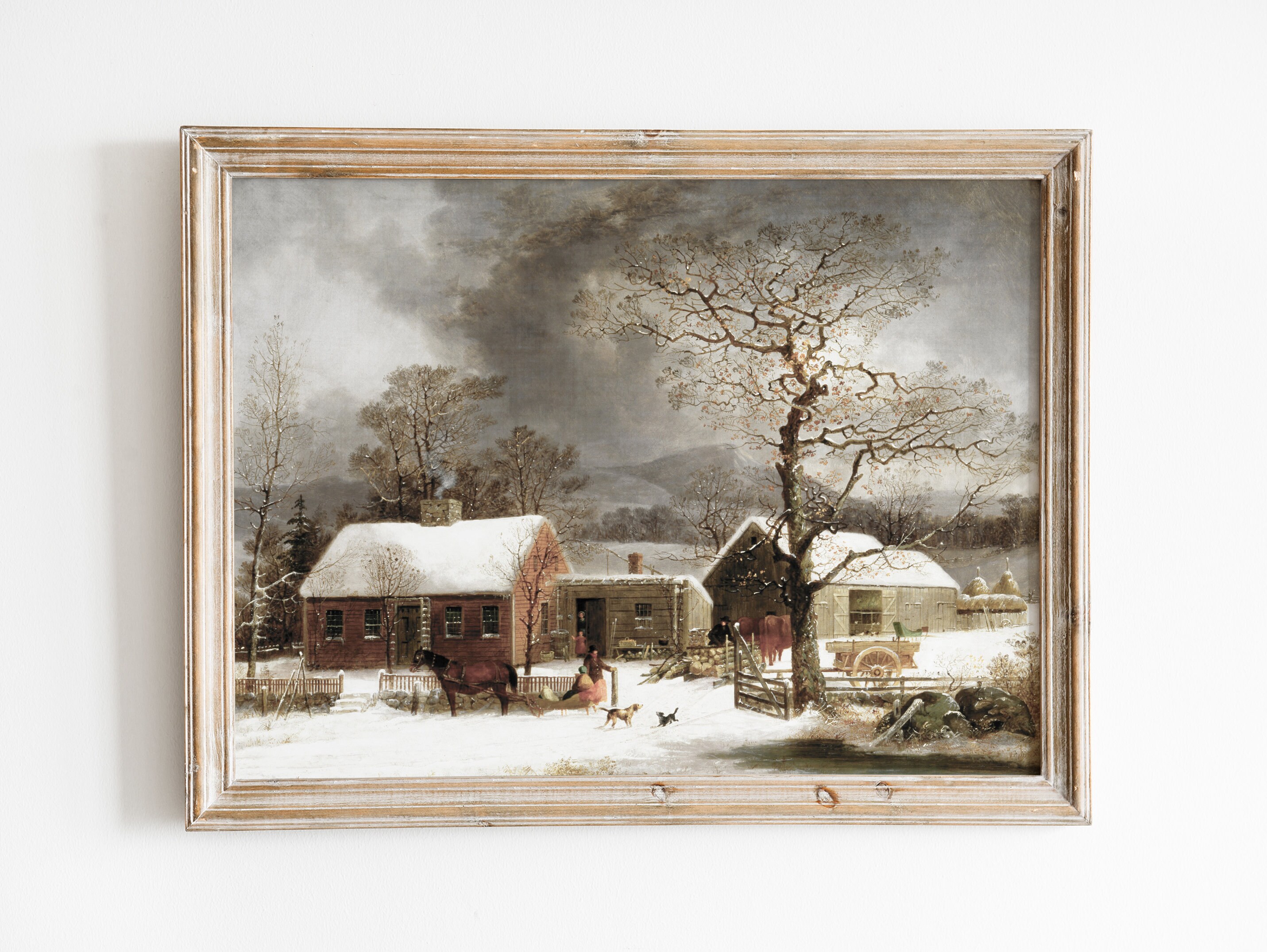 Vintage Winter Landscape Art Print: New Haven Scene (digital