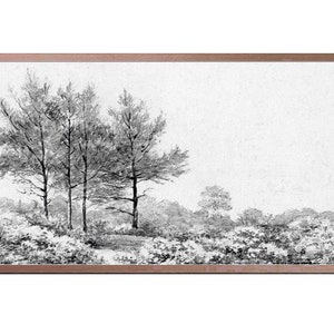 Samsung Frame TV Art, Vintage Tree Sketch, Landscape Drawing, Art for Tv Frame, Digital Download
