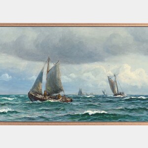 Samsung Frame TV Art, Pintura de paisaje marino, Arte náutico vintage, Arte descargable