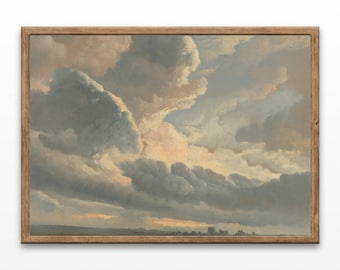 Vintage Cloud Study Art Print: Sunset Landscape (Digital Download)