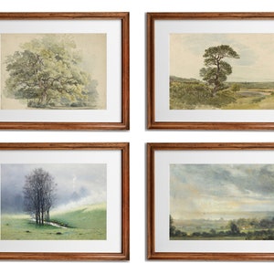 Vintage landschapsgalerij muurset, landschapsschilderijen, Franse landmuurkunst, vintage home decor prints, digitale afdrukbare kunst