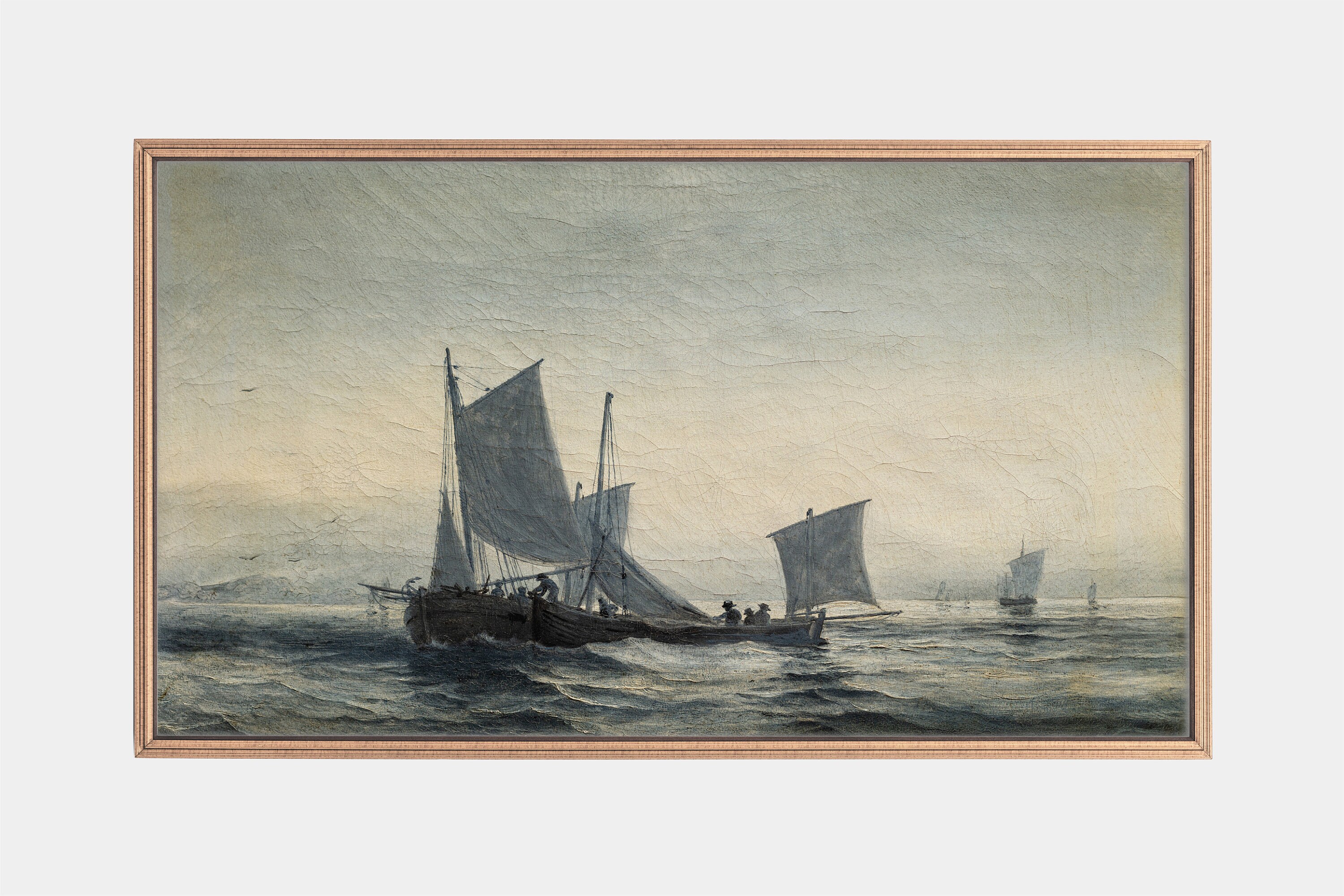 Samsung Frame Tv Art, Fishing-Boat Paintings, Vintage Seascape Artworks, Digital Tv Art, Instant Download