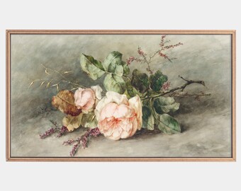 Aquarelle vintage rose pour téléviseur à cadre Samsung (téléchargement instantané)
