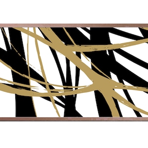 Samsung Frame TV Art Abstract, Frame TV Artwork Black Gold, Abstract TV Art, Abstract Tv Art Decor, Art for Tv Frame, Downloadable Tv Frame