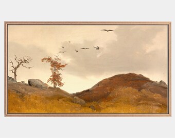 Illustration pour téléviseur Samsung Frame : paysage du XIXe siècle avec corbeaux (téléchargement numérique)