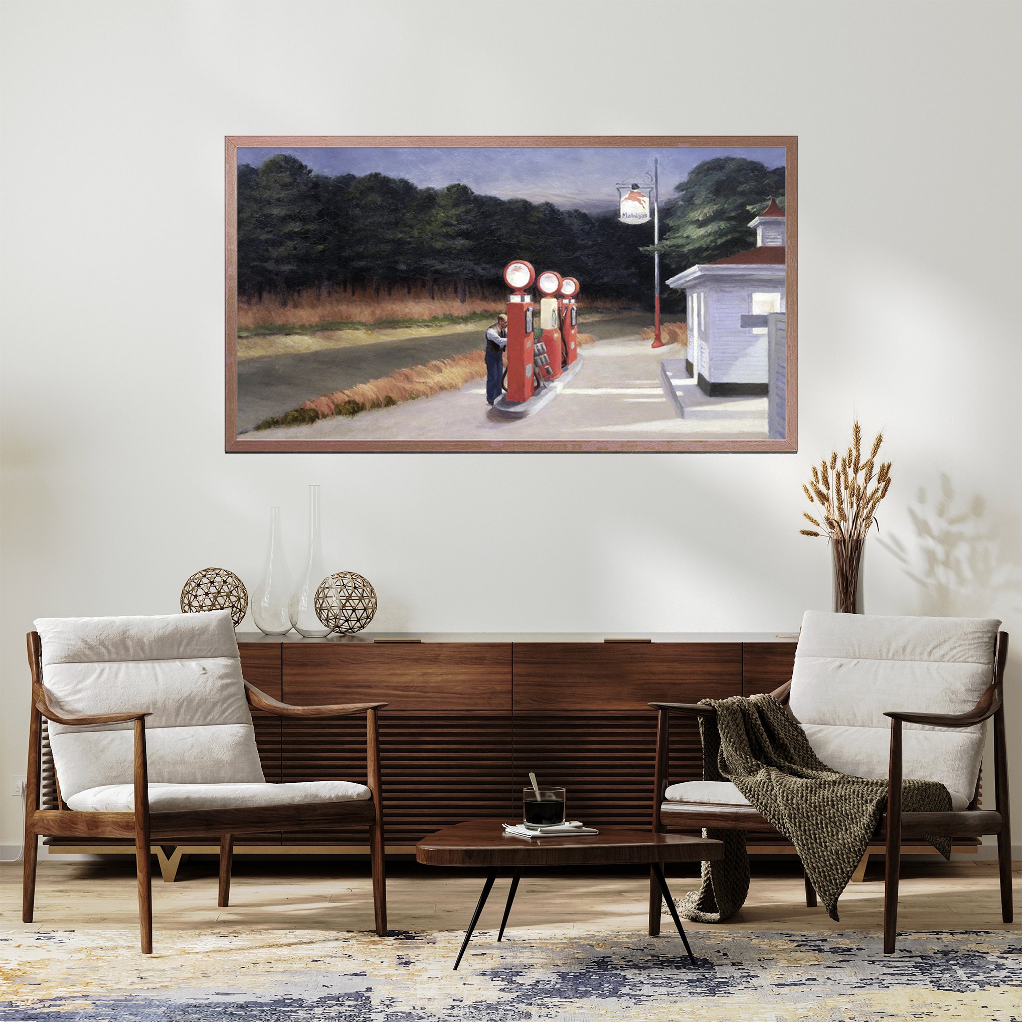 Edward Hopper Painting for Samsung Frame TV: Vintage Gas Station