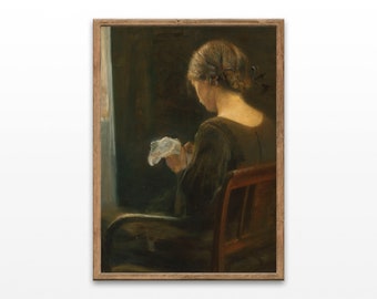 Vintage femme couture peinture : impression d'art antique (téléchargement numérique)