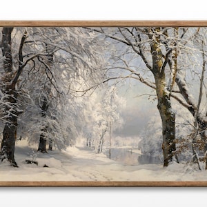 Winter Forest Painting: Vintage Christmas Card Art (Digital Download)