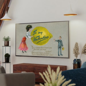 Valentine&#39;s day Samsung Frame Tv Art, Vintage Valentine Postcard, Holiday Frame Tv Art, Instant Download