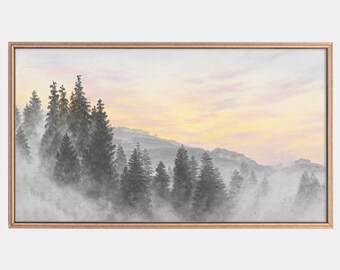 Arte de TV com moldura Samsung, arte de paisagem, pinturas florestais vintage, download instantâneo