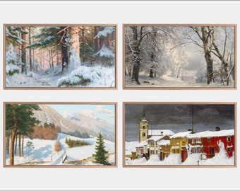 Winter Landscape Samsung Frame TV Art: Christmas Painting Set (Digital Download)