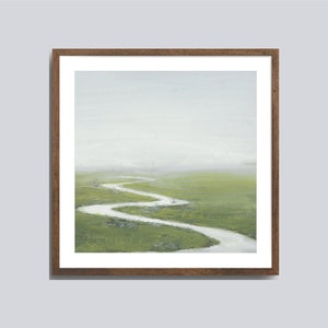 Vintage River Landscape Art Print: Farmhouse Wall Decor (Digital Download)