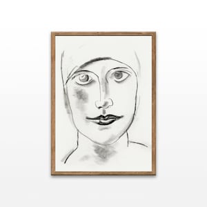 Vintage Charcoal Drawings, Antique Art Prints, Women Sketches, Printable Wall Art