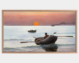Samsung Frame Tv Art, Paintings of Sunset, Vintage Seascape, Nautical Artworks, Digital Tv Art, Instant Download