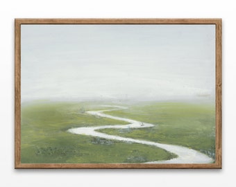 River Landscape Prints, Watercolor Paintings, Vintage Home Decor, Digital Download, Printable Wall Art