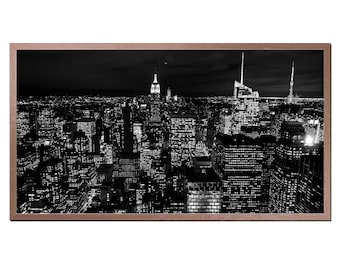 NYC Skyline Samsung Frame TV Art, Black and White Photography (Digital Download)