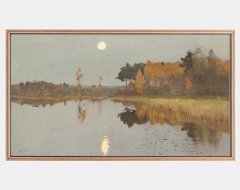 Samsung Frame TV Art: Vintage Moon Landscape Painting (Digital Download)