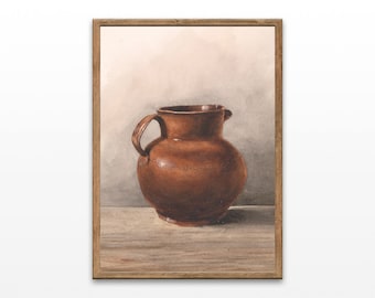 Vintage Jug Watercolor Print: Still Life Kitchen Wall Art (Digital Download)