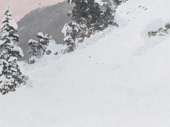 Vintage Mountain Landscape Print: 1944 Winter Scene (digital