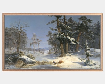 Samsung Frame Tv Art, Winter Digital Art, Vintage Paintings, Snowy Forest Artworks, 4k Frame Tv Art, Instant Download