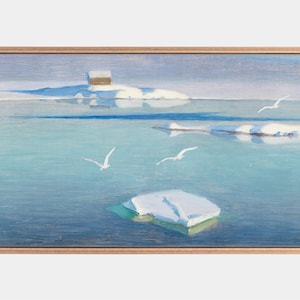 Samsung Frame Tv Art, Vintage Landscape Art, Paintings of Seagull, Glacier Paintings, 4k Frame Tv Art, Instant Download