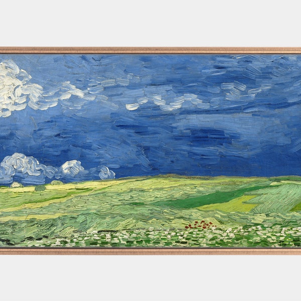 Samsung Frame Tv Art, Wheatfield under thunderclouds, Vintage Painting, Van Gogh Artwork, Instant Download