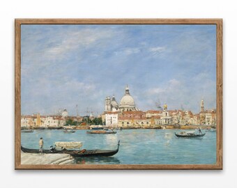Vintage Venice Painting: Santa Maria della Salute, Eugène Boudin (Digital Download)