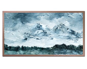 Samsung Frame TV Art: Vintage Mountain Landscape Painting (Instant Download)