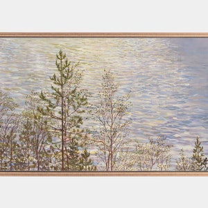 Samsung Frame TV Art: Vintage Lake Landscape Painting (Instant Download)