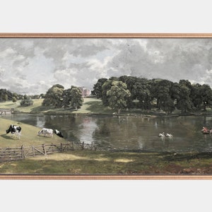 Samsung Frame Tv Art, 1810s Landscape Paintings, Swans in Painting, Vintage Park Artworks, Digital Tv Art, Instant Download