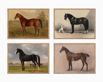 Vintage Horse Painting Print Set: Rustic Gallery Wall Art (Digital Download)