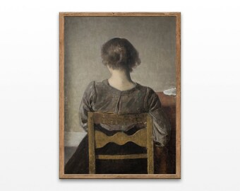 Vintage vrouwenportret Art Print: c1905 antiek schilderij (digitale download)