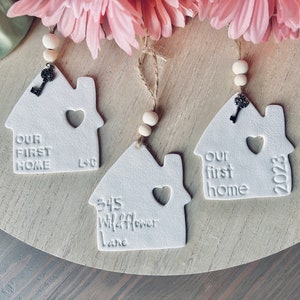 Personalized house ornament // address keepsake // first home housewarming gift // realtor gift image 1