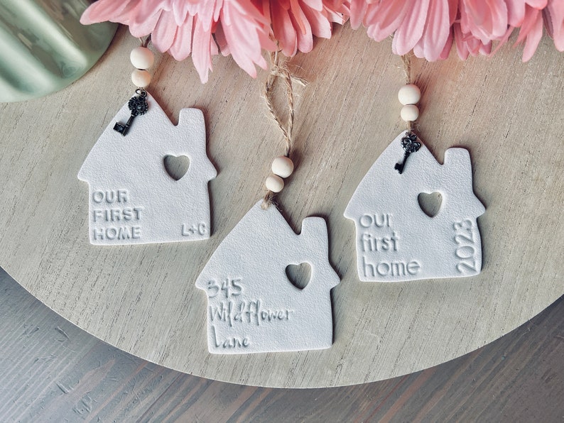 Personalized house ornament // address keepsake // first home housewarming gift // realtor gift image 1