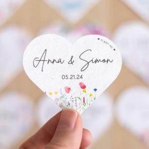 Cadeaux de mariage et de douche en papier de graines à planter (2,5 pouces) | Étiquettes de remerciement coeur | Personnalisé