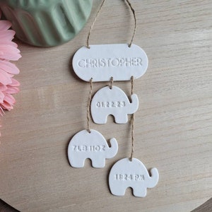 Personalized baby stats wall hanging // elephant baby wall hanging // boho baby room decor