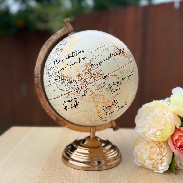 Wedding Guestbook Globe, Personalised World Map Guest Book Alternative, Unique Guestbook Signage, Wedding Reception Decoration,Travel Themed