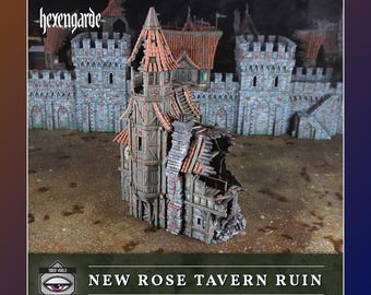 New Rose Tavern Ruin of Hexengarde | 28mm/32mm | Mordheim DnD D&D | Tired World Studio | Tabletop Fantasy Wargaming Terrain