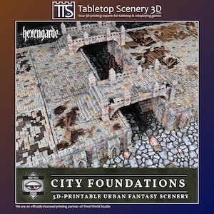 Fondamenta della città di Hexengarde / 28 mm/32 mm / Mordheim DnD D&D / Tired World Studio / Terreno per giochi di guerra fantasy da tavolo