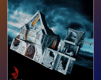 Helwick – Warehouse Ruin | 28mm/32mm | Terrablocks | Mordheim Frostgrave DnD D&D | Tabletop Fantasy Wargaming Terrain Building