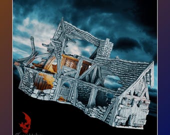 Helwick – Smokehouse Ruin | 28mm/32mm | Terrablocks | Mordheim Frostgrave DnD D&D | Tabletop Fantasy Wargaming Terrain Building