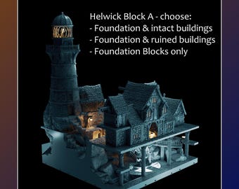 Helwick – Foundations Block A | 28mm/32mm | Terrablocks | Mordheim Frostgrave DnD D&D | Tabletop Fantasy Wargaming Terrain Building