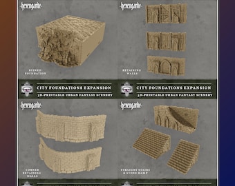 City Foundations Expansion of Hexengarde | 28mm/32mm | Mordheim DnD D&D | Tired World Studio | Tabletop Fantasy Wargaming Terrain