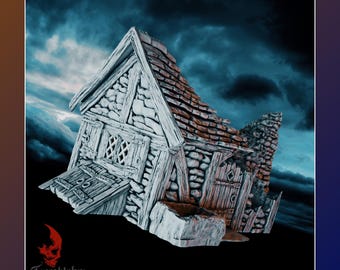 Helwick – Granny’s Cottage Ruin | 28mm/32mm | Terrablocks | Mordheim Frostgrave DnD D&D | Tabletop Fantasy Wargaming Terrain Building