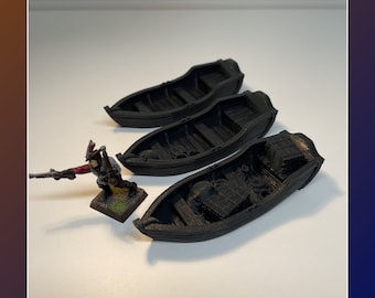 Rowboats (3) of Ancrabourg | 28mm/32mm | Boat 3DLayeredScenery | Ship Harbour Port | Tabletop Scenery 3D | Wargaming Terrain | DnD Mordheim