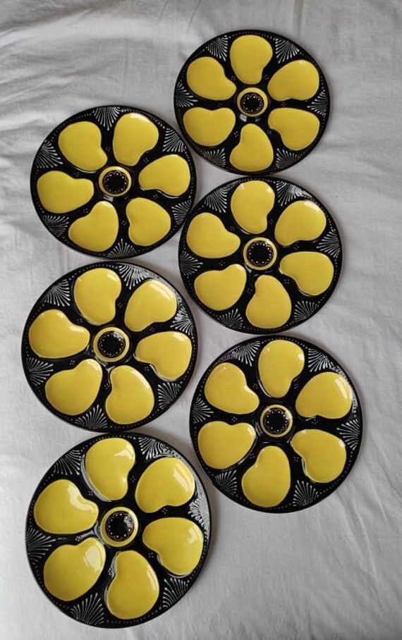 Lot de 6 Assiettes à Huîtres Signées Quimper
